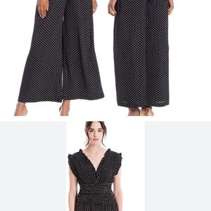 Max Studio polkadot black-and-white romper.